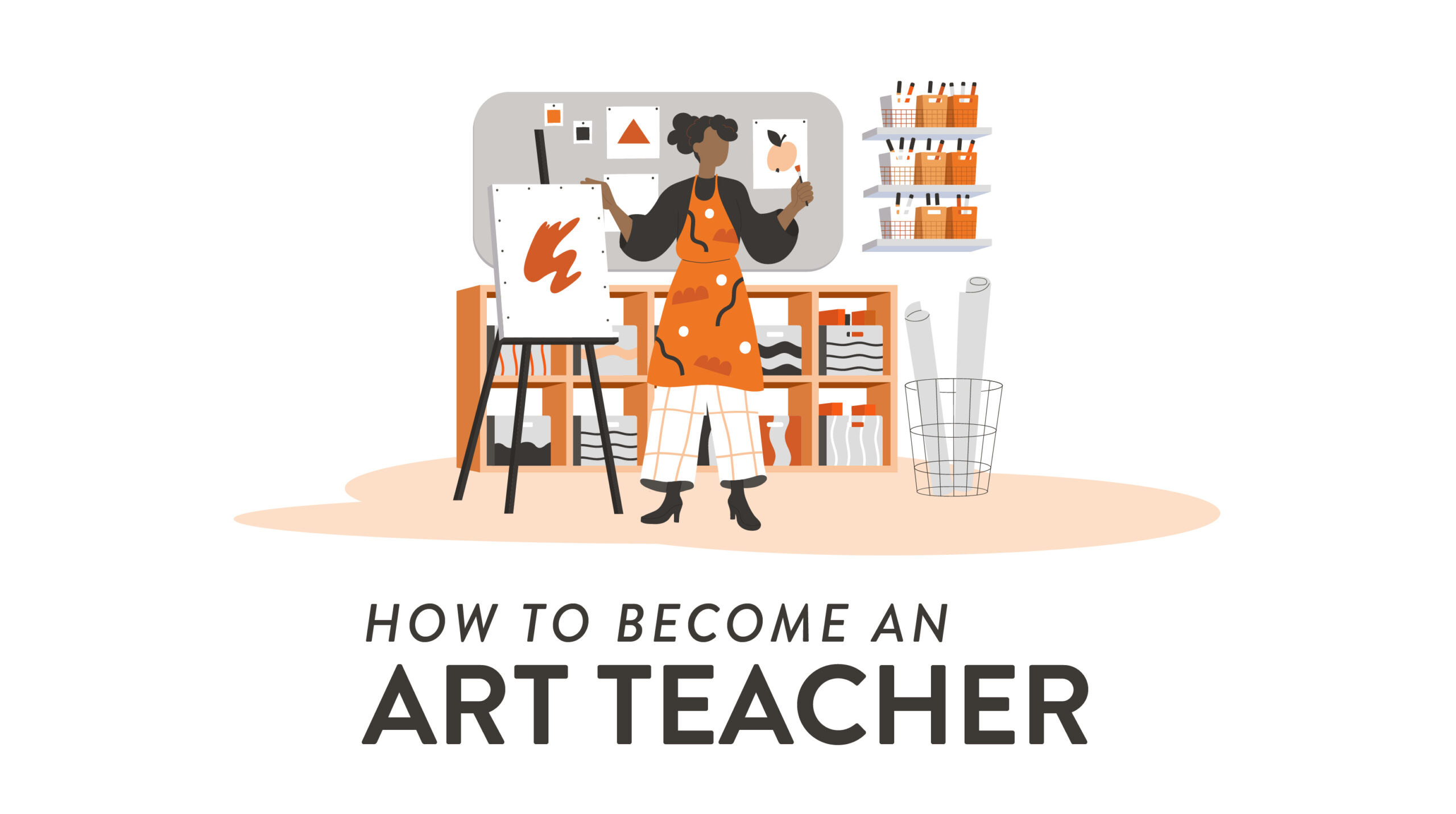 Title graphic featuring an illustrated art teacher and the name of the blog.