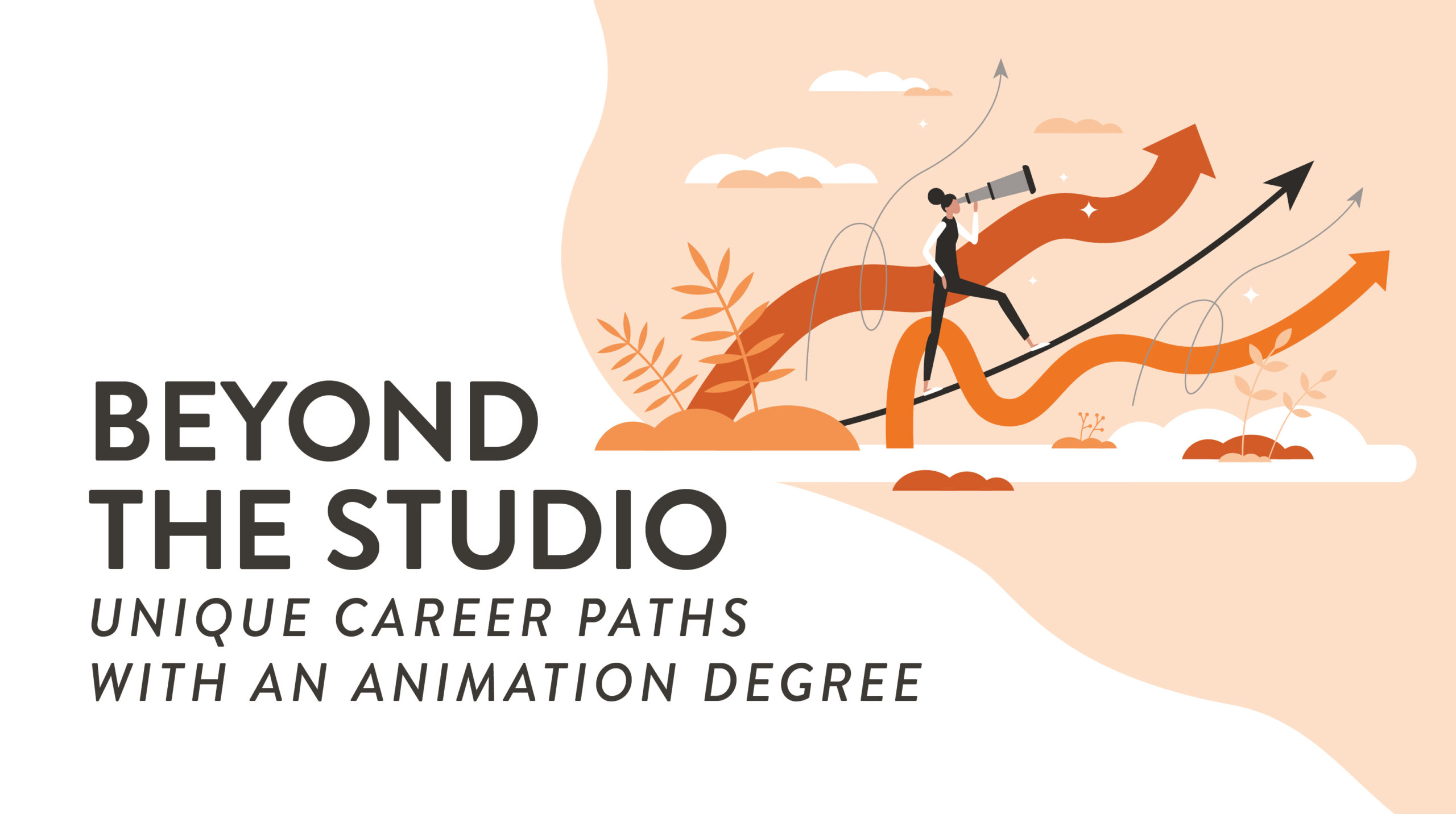 Blog graphic titled "Beyond the Studio: Unique career paths with an animation degree."